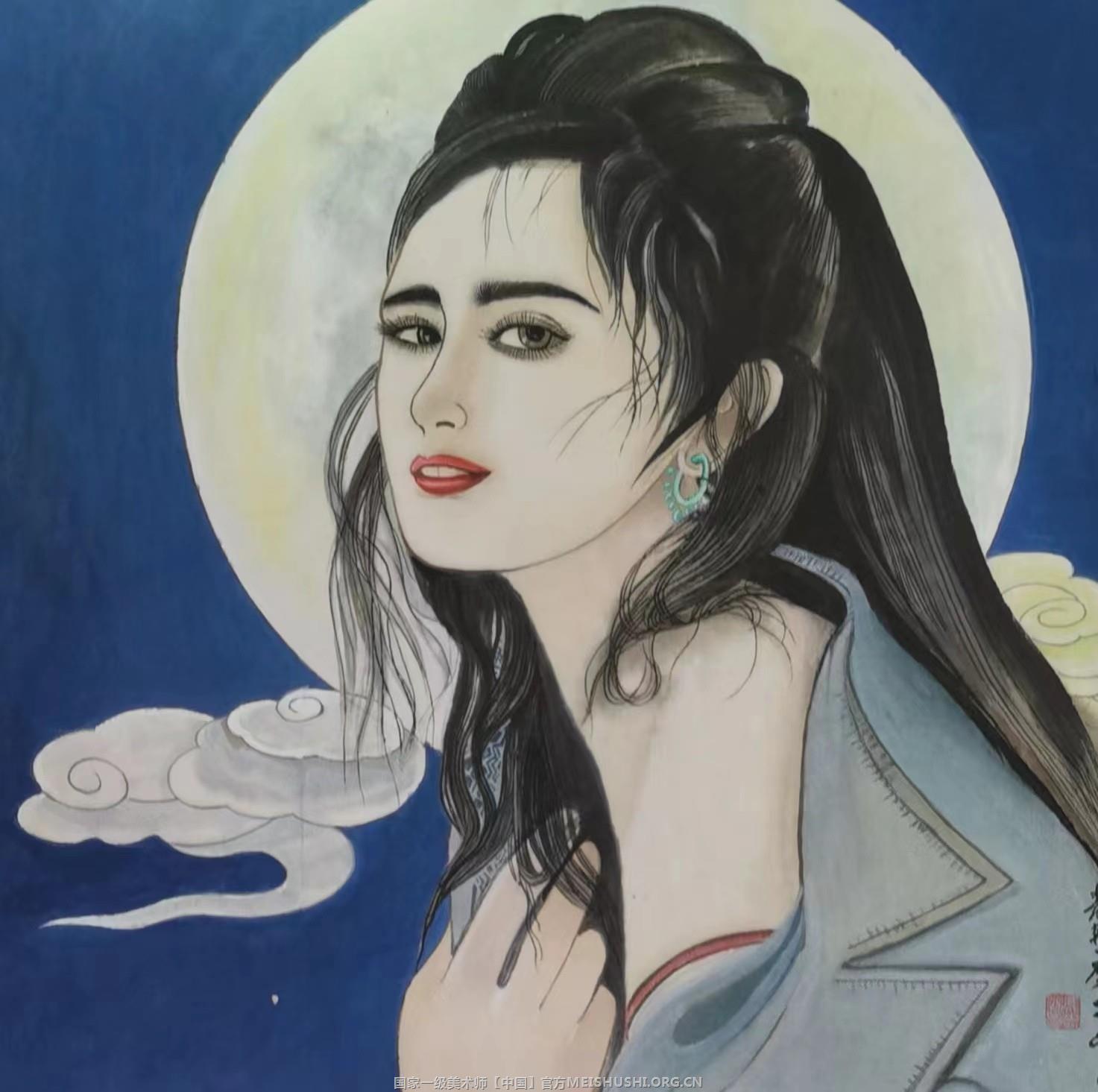 国画人物肖像76x76㎝斗方 国画人物肖像76x76㎝斗方